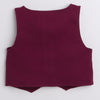 BUMZEE Maroon & White Boys Full Sleeves Shirt Waistcoat & Pant Set With Applique Bow
