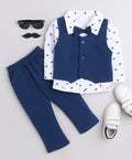 Bumzee Navy & White Formal Set, Full Sleeves, 100% Cotton