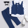BUMZEE Navy & White Boys Full Sleeves Shirt Waistcoat & Pant Set With Applique Bow