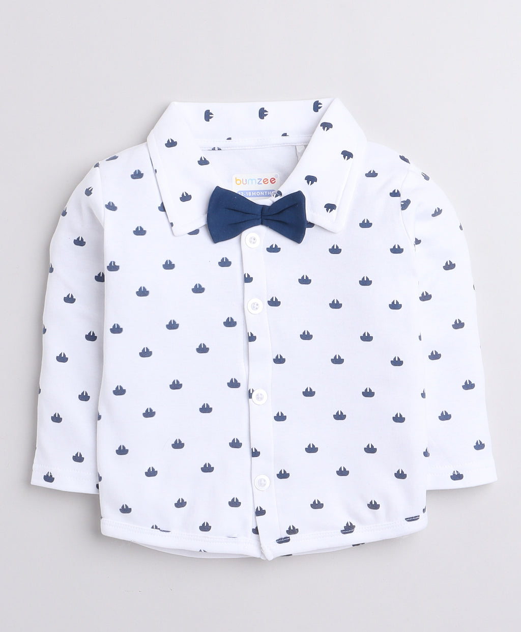 Bumzee Navy & White Formal Set, Full Sleeves, 100% Cotton