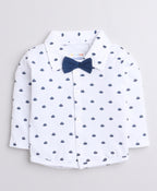 Bumzee Navy & White Formal Set, Full Sleeves, 100% Cotton