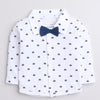 BUMZEE Navy & White Boys Full Sleeves Shirt Waistcoat & Pant Set With Applique Bow