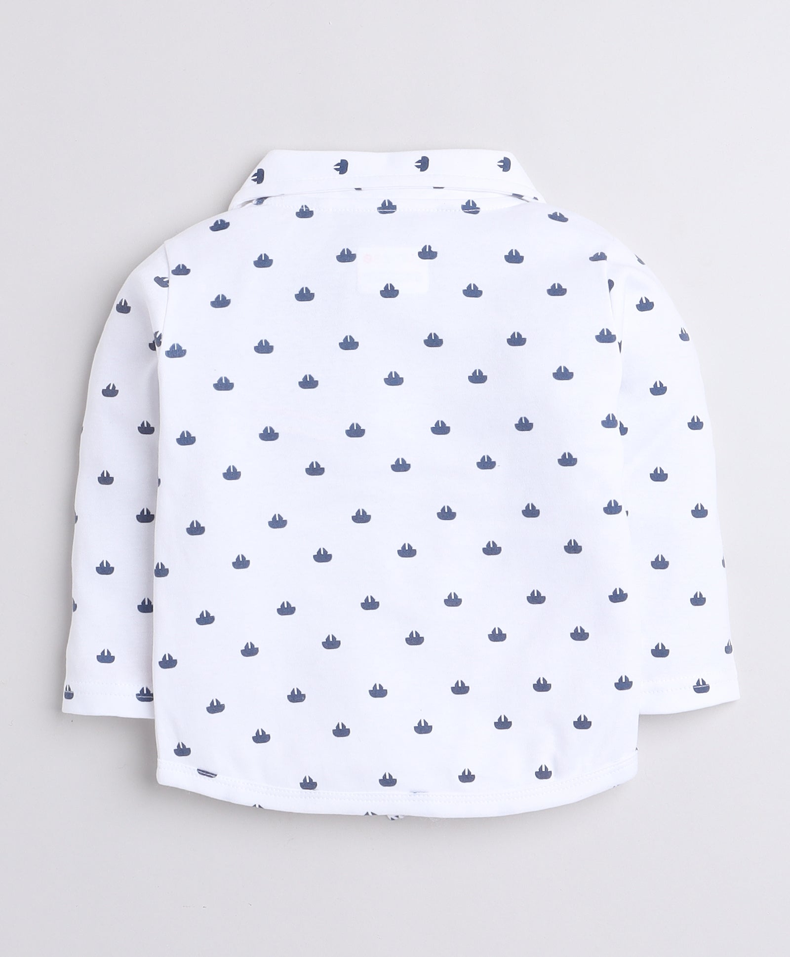 BUMZEE Navy & White Boys Full Sleeves Shirt Waistcoat & Pant Set With Applique Bow