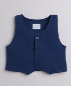 Bumzee Navy & White Formal Set, Full Sleeves, 100% Cotton