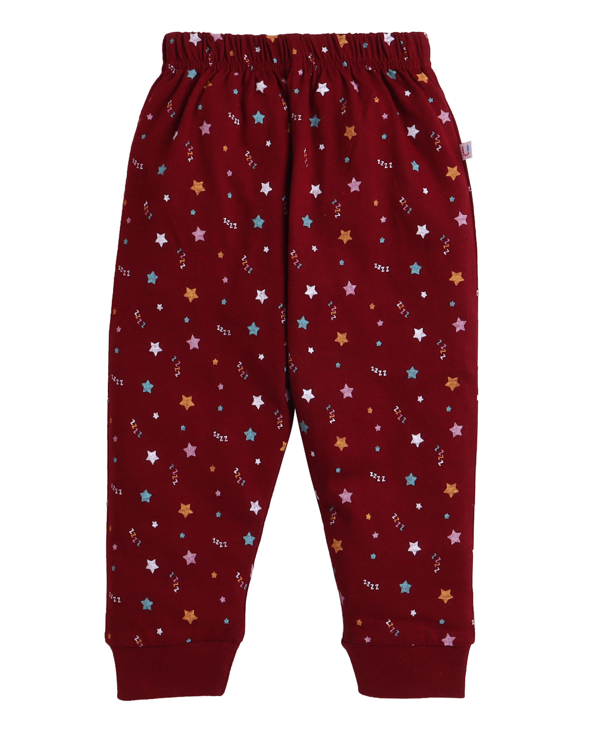 Bumzee Maroon Unicorn Print T-Shirt & Pyjama Set, Full Sleeves, 100% Cotton