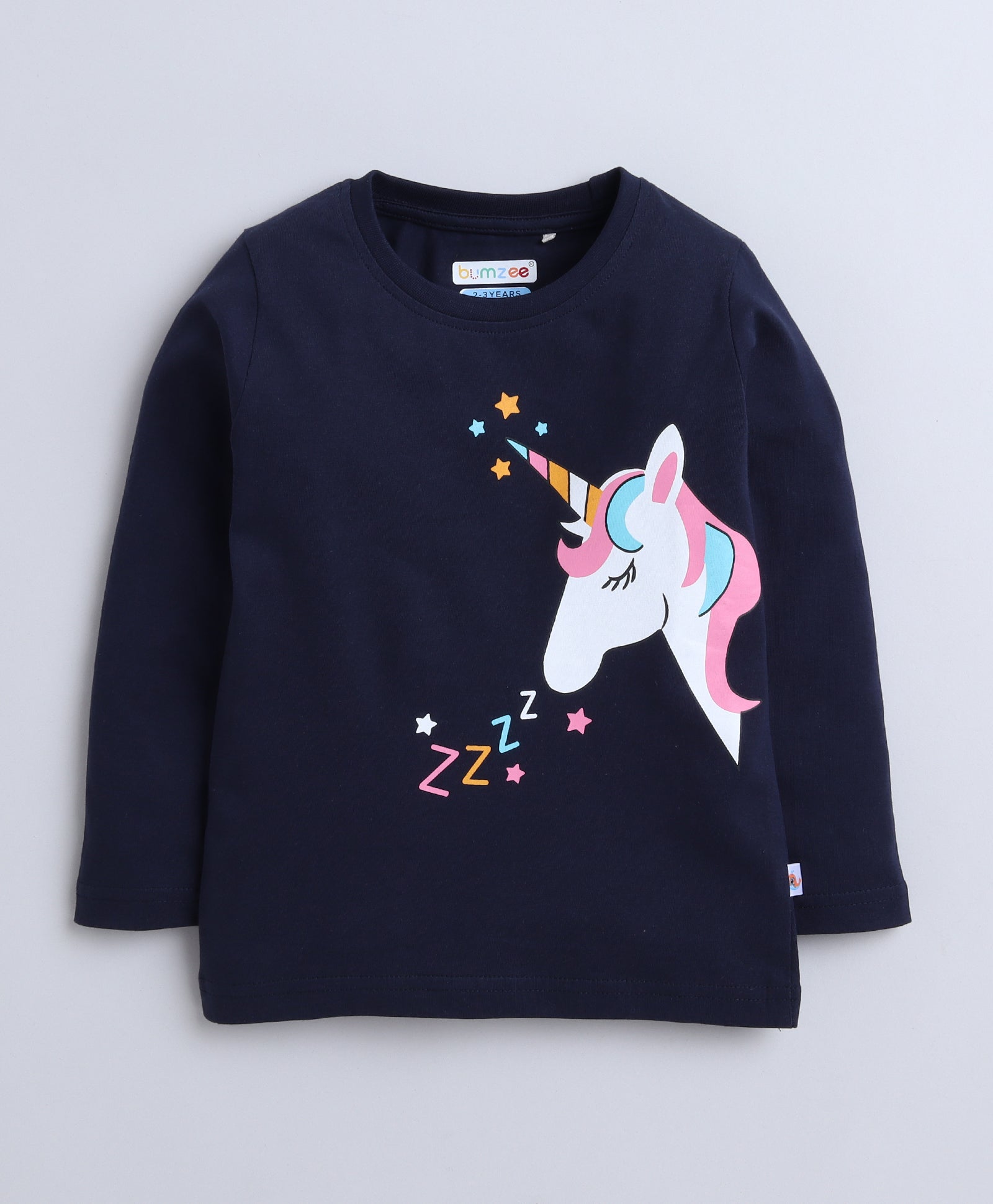 Girls 100% Cotton Unicorn T-Shirt & Pyjama Set - Navy