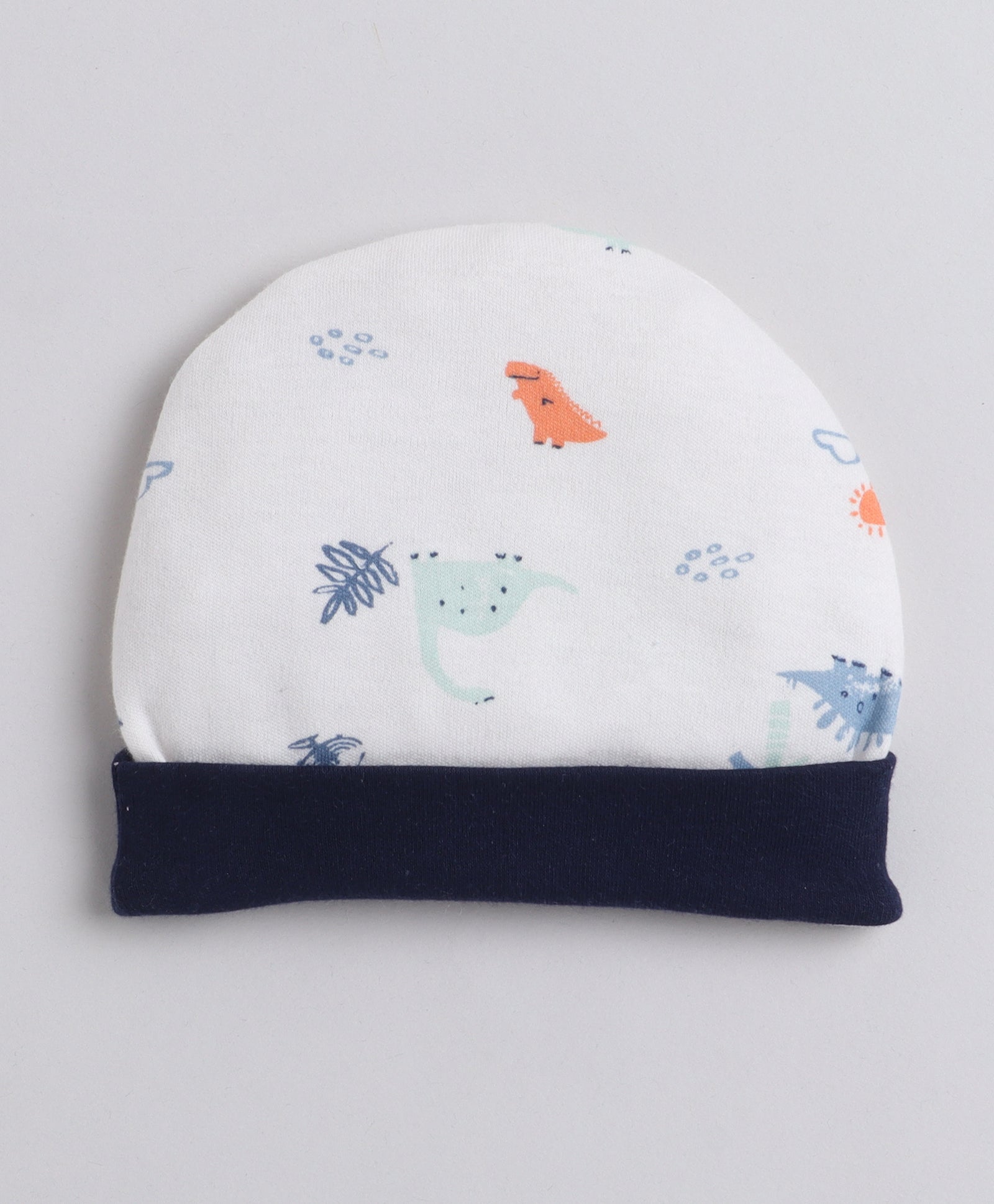 White & Navy Boys Cotton Cap Mitten Bootie Set