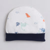 White & Navy Boys Cotton Cap Mitten Bootie Set