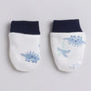 White & Navy Boys Cotton Cap Mitten Bootie Set