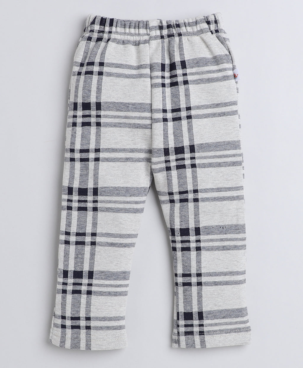 Bumzee Beige & Navy Checked Formal Set, Full Sleeves, 100% Cotton