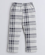 Bumzee Beige & Navy Checked Formal Set, Full Sleeves, 100% Cotton