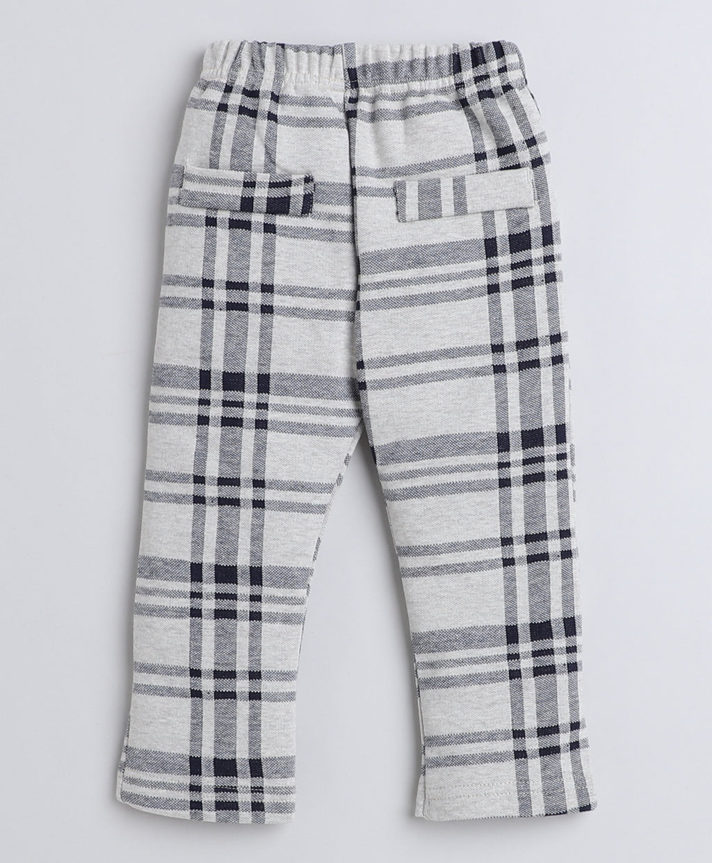 Bumzee Beige & Navy Checked Formal Set, Full Sleeves, 100% Cotton