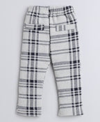 Bumzee Beige & Navy Checked Formal Set, Full Sleeves, 100% Cotton