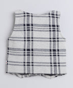 Bumzee Beige & Navy Checked Formal Set, Full Sleeves, 100% Cotton