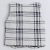 Beige & Navy Boys Full Sleeves Shirt Waistcoat & Pant Set With Applique Bow