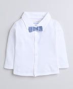 Bumzee Sky Blue & White Checked Formal Set, Full Sleeves, 100% Cotton, with Waistcoat (Style Peb8051)