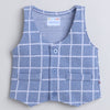 BUMZEE Sky Blue & White Boys Full Sleeves Shirt Waistcoat & Pant Set With Applique Bow
