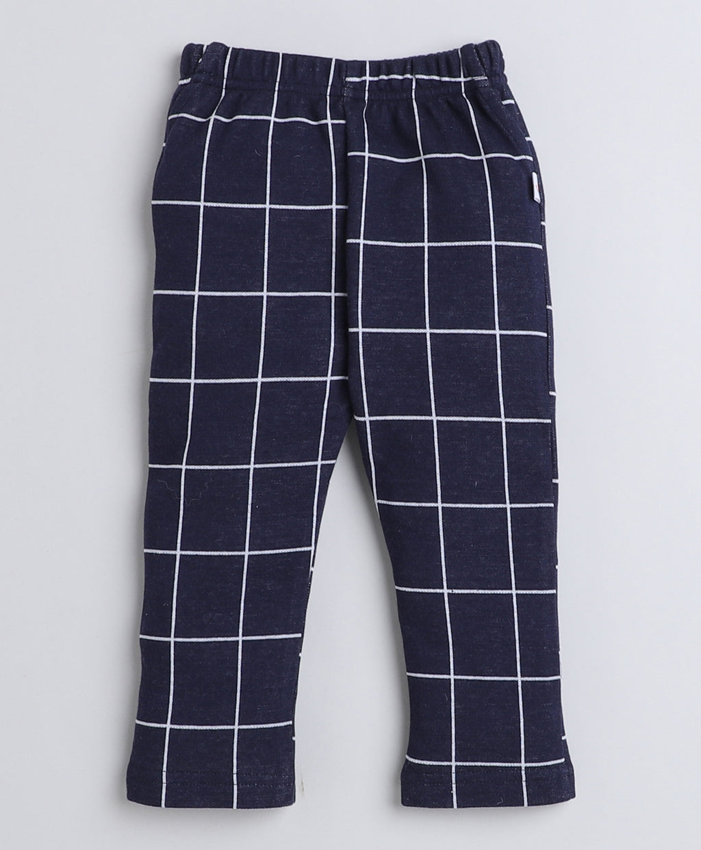 Navy & White Checked Shirt, Waistcoat & Pant Set, Full Sleeves, 100% Cotton