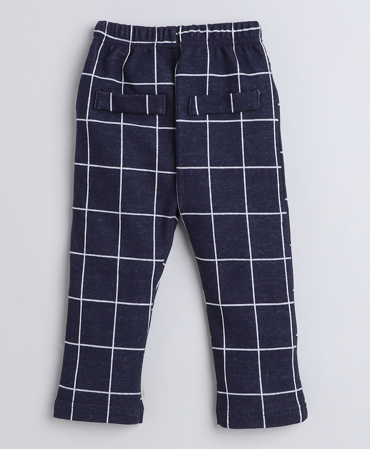 Navy & White Checked Shirt, Waistcoat & Pant Set, Full Sleeves, 100% Cotton