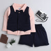 Boys 100% Cotton Solid Formal Set - Navy & Peach