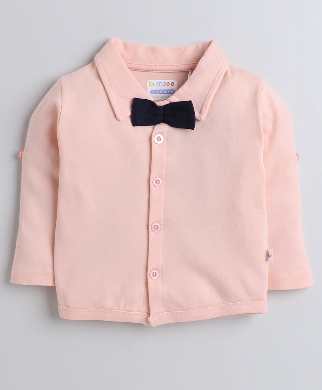 Bumzee Navy & Peach Formal Set, Full Sleeves, 100% Cotton