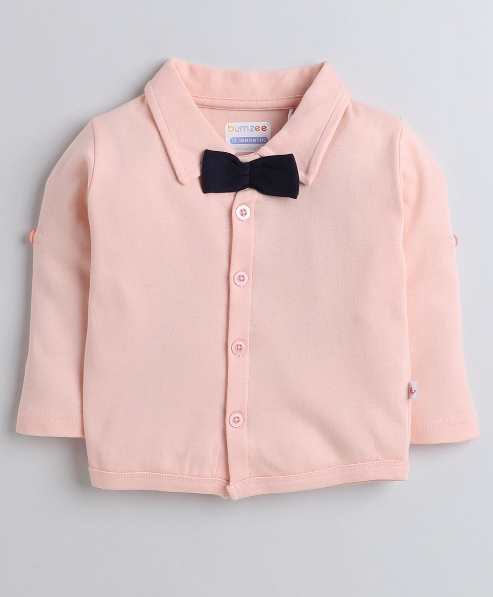 Boys 100% Cotton Solid Formal Set - Navy & Peach