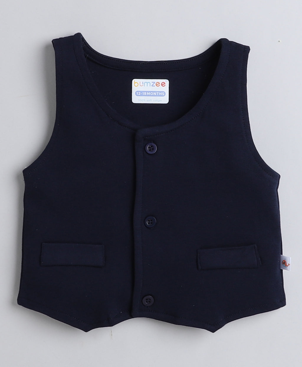 Bumzee Navy & Peach Formal Set, Full Sleeves, 100% Cotton