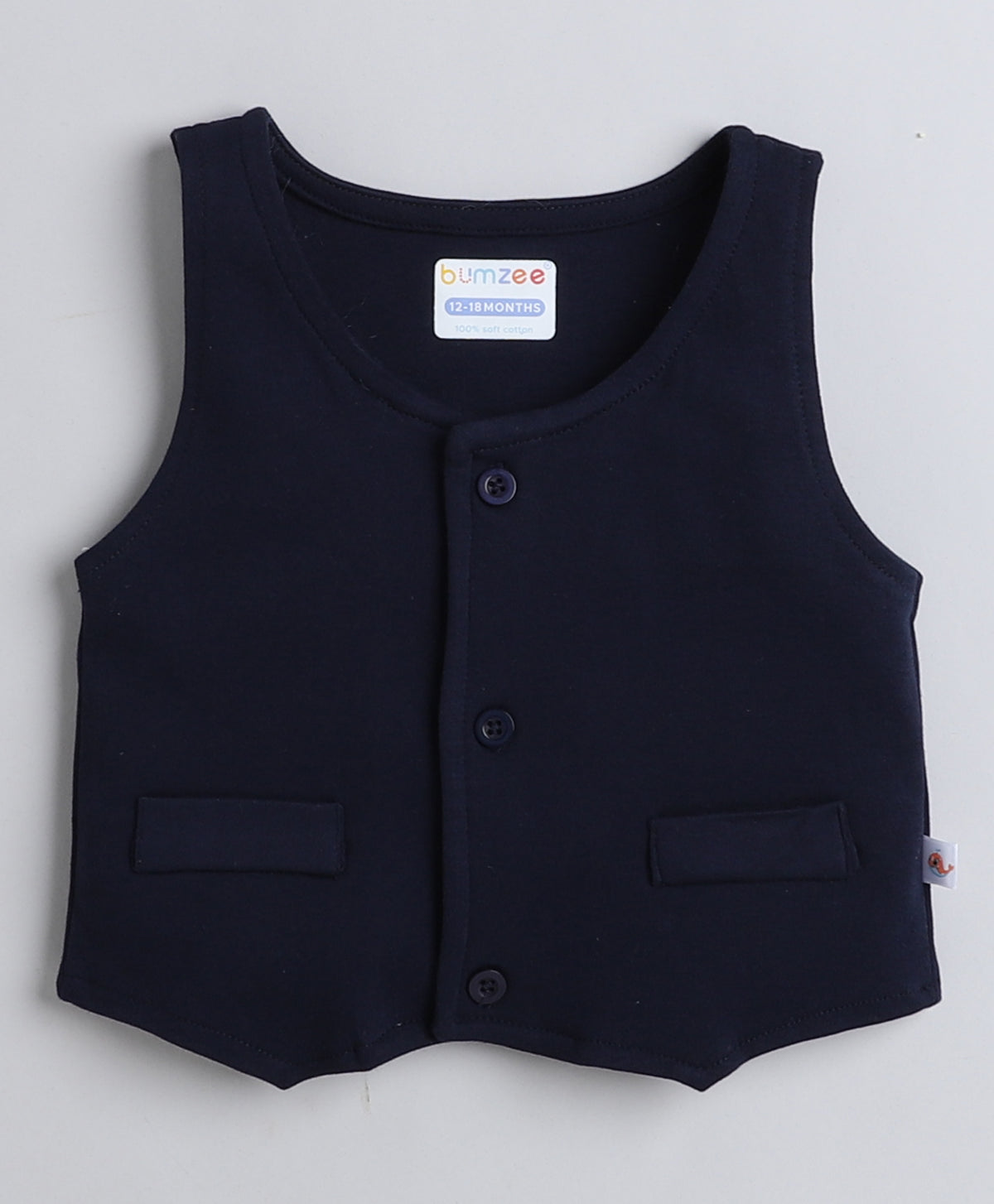 Bumzee Navy & Peach Formal Set, Full Sleeves, 100% Cotton