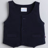 Boys 100% Cotton Solid Formal Set - Navy & Peach