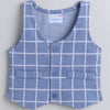 BUMZEE Sky Blue & White Boys Full Sleeves Shirt Waistcoat & Short Set With Applique Bow