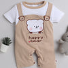 Boys 100% Cotton Animal Romper - Brown & White