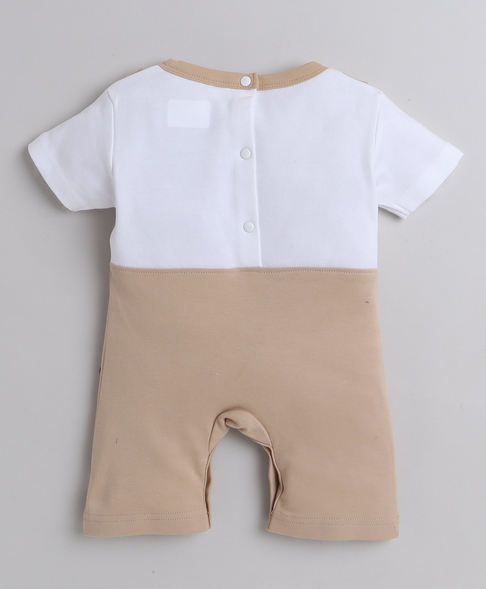 Boys 100% Cotton Animal Romper - Brown & White
