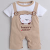 Boys 100% Cotton Animal Romper - Brown & White