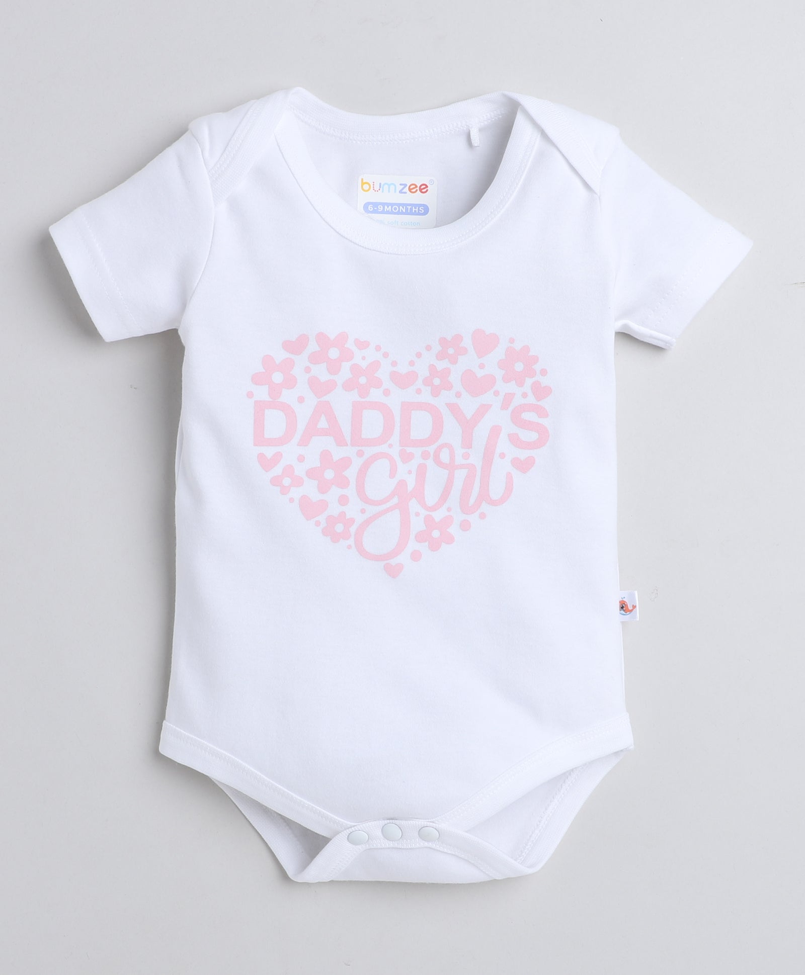 Girls 100% Cotton Graphic Bodysuit & Skirt Set - White & Pink