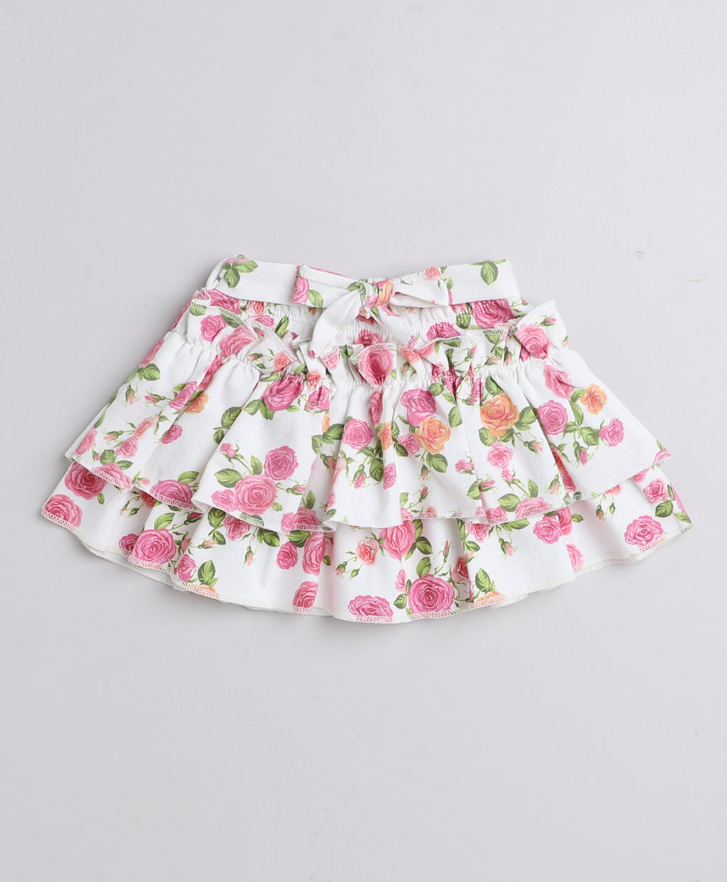 Bumzee Pink & White Floral Print Bodysuit & Skirt Set, Sleeveless, with Headband