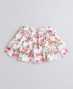 Bumzee Pink & White Floral Print Bodysuit & Skirt Set, Sleeveless, with Headband