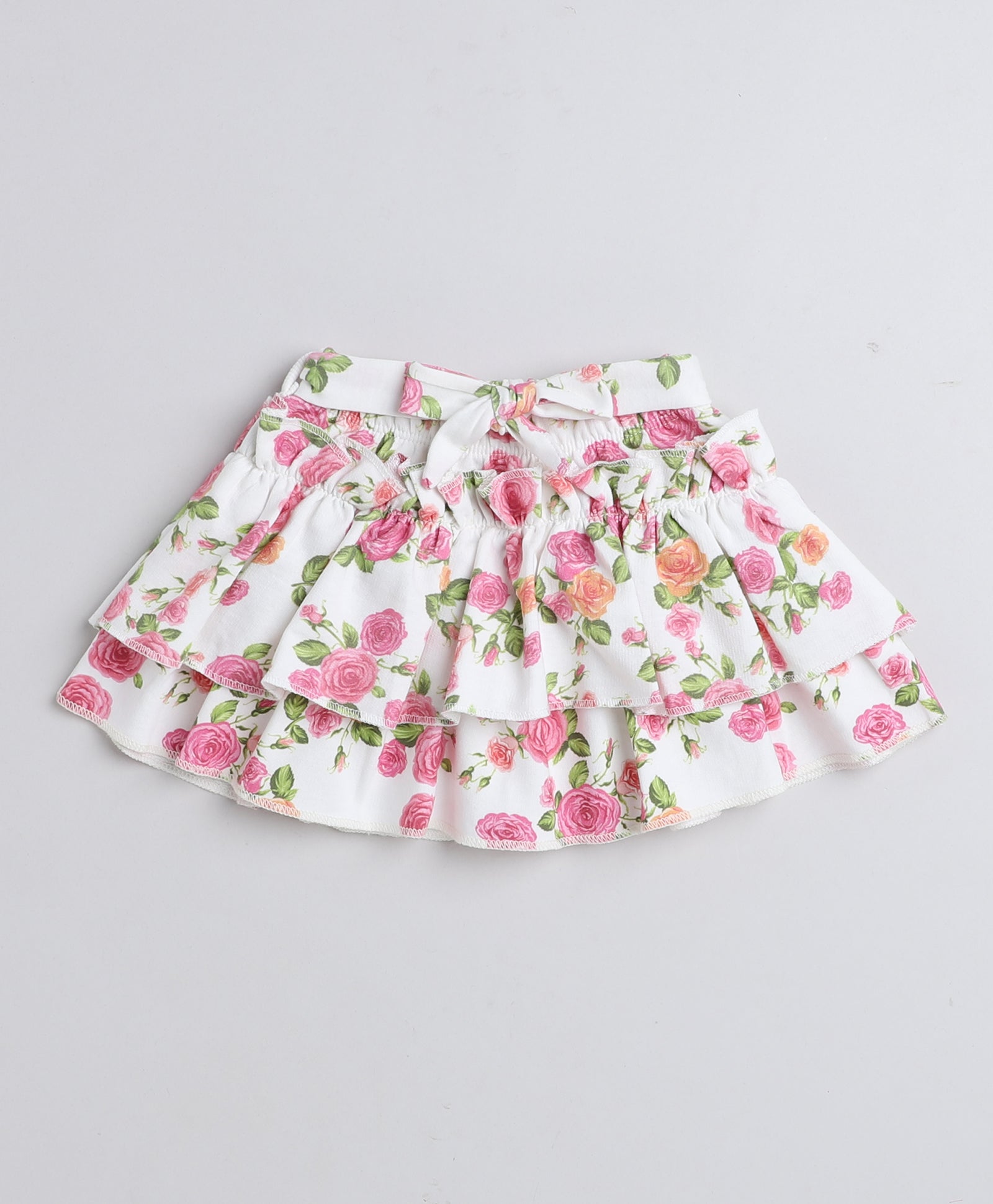 Girls 100% Cotton Floral Bodysuit & Skirt Set - Pink & White