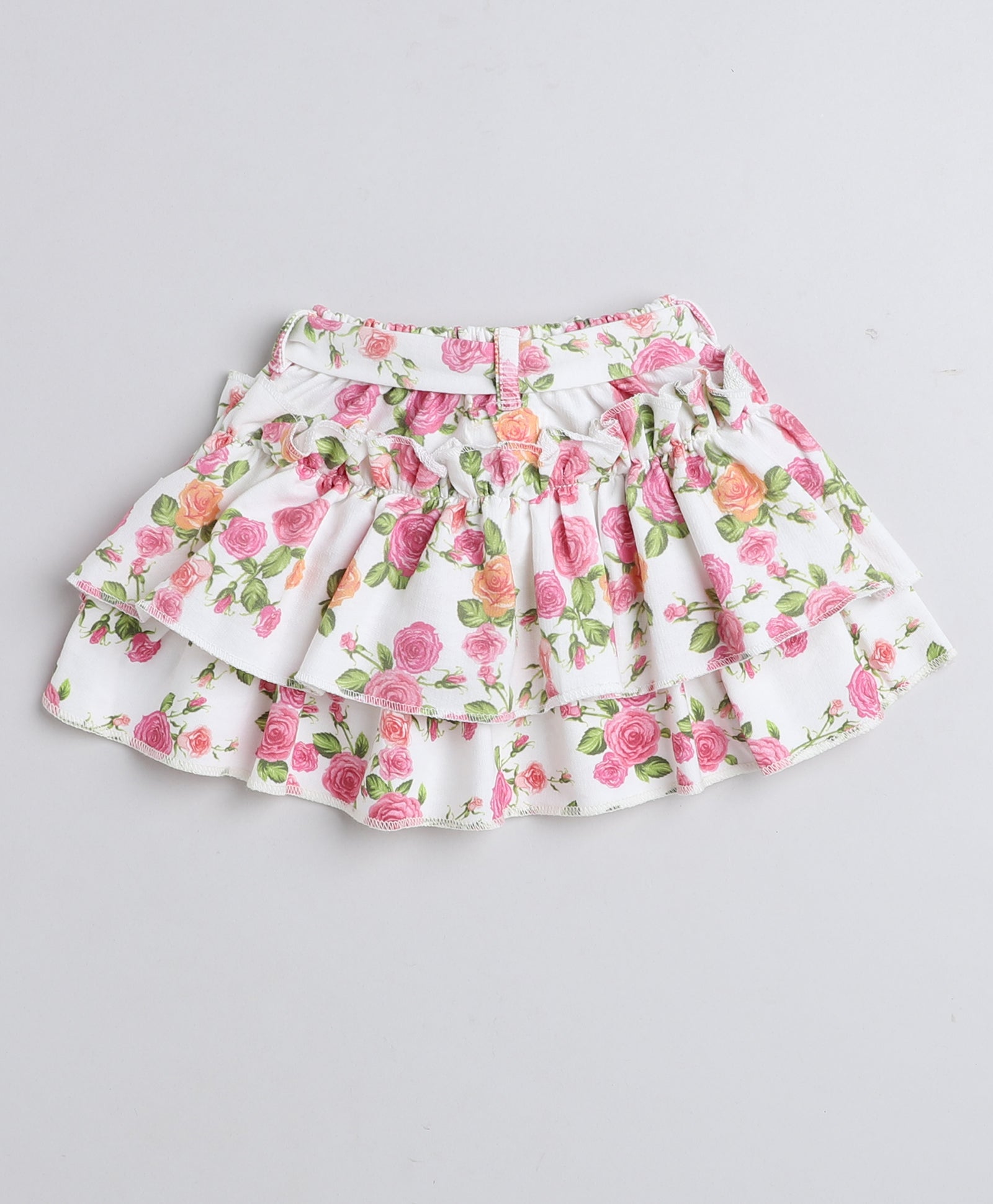 Girls 100% Cotton Floral Bodysuit & Skirt Set - Pink & White