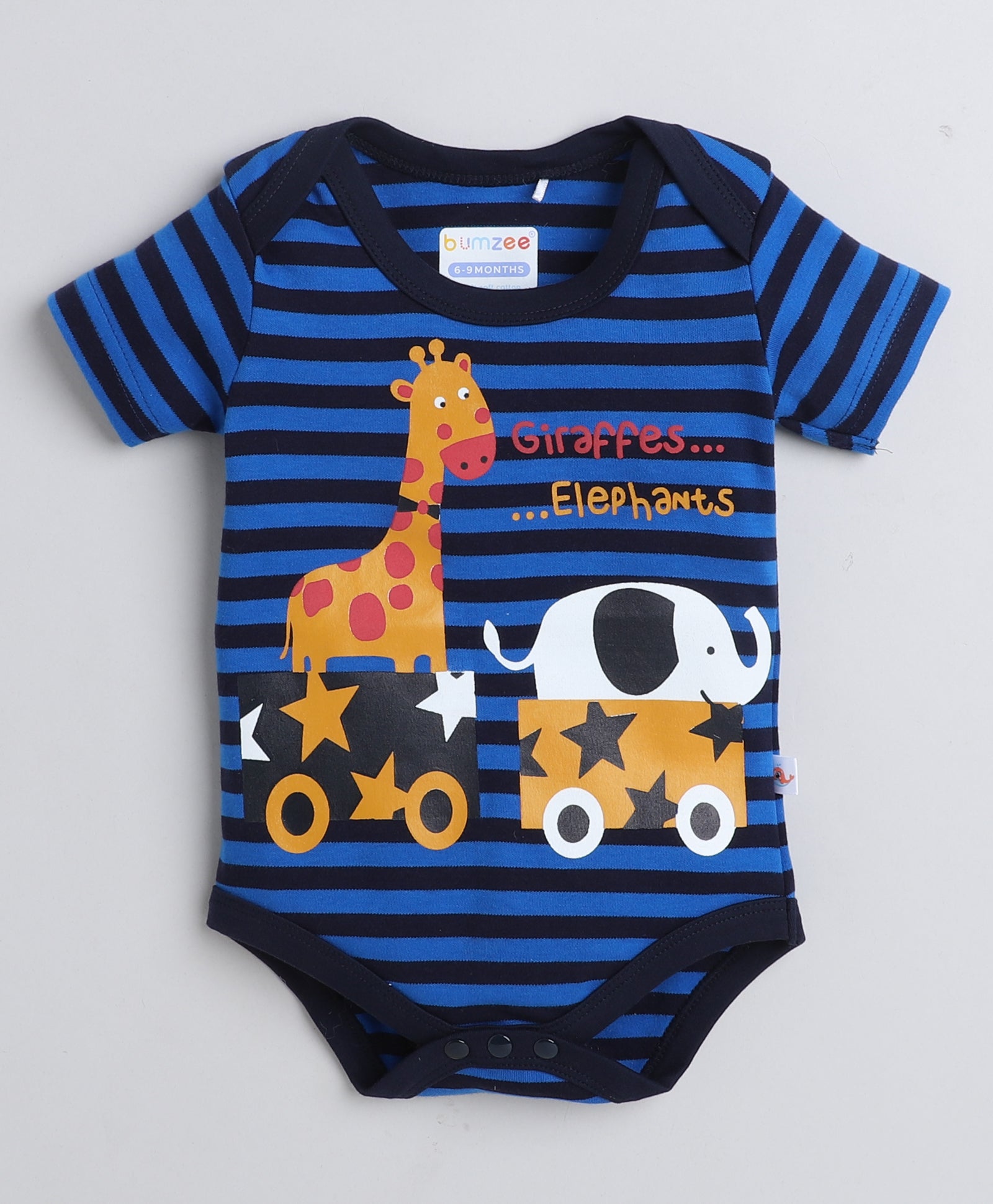 Boys 100% Cotton Animal Bodysuit - Blue