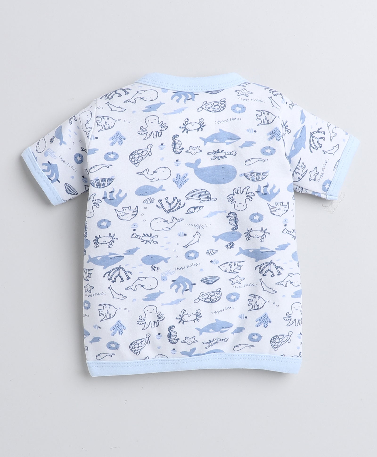 Blue & White Girls Half Sleeves Jablas Pack Of 3