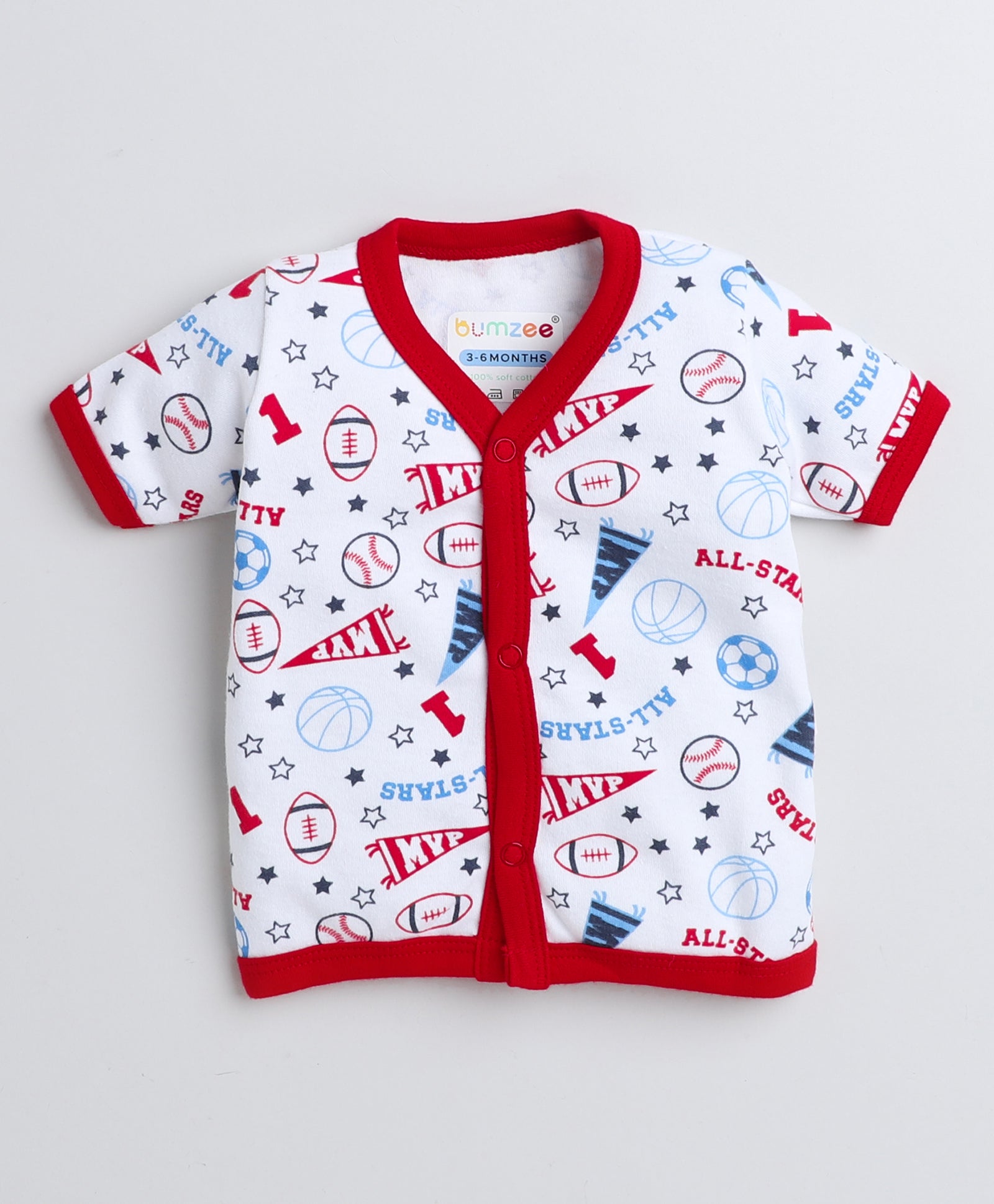 Red & White Girls Half Sleeves Jablas Pack Of 3