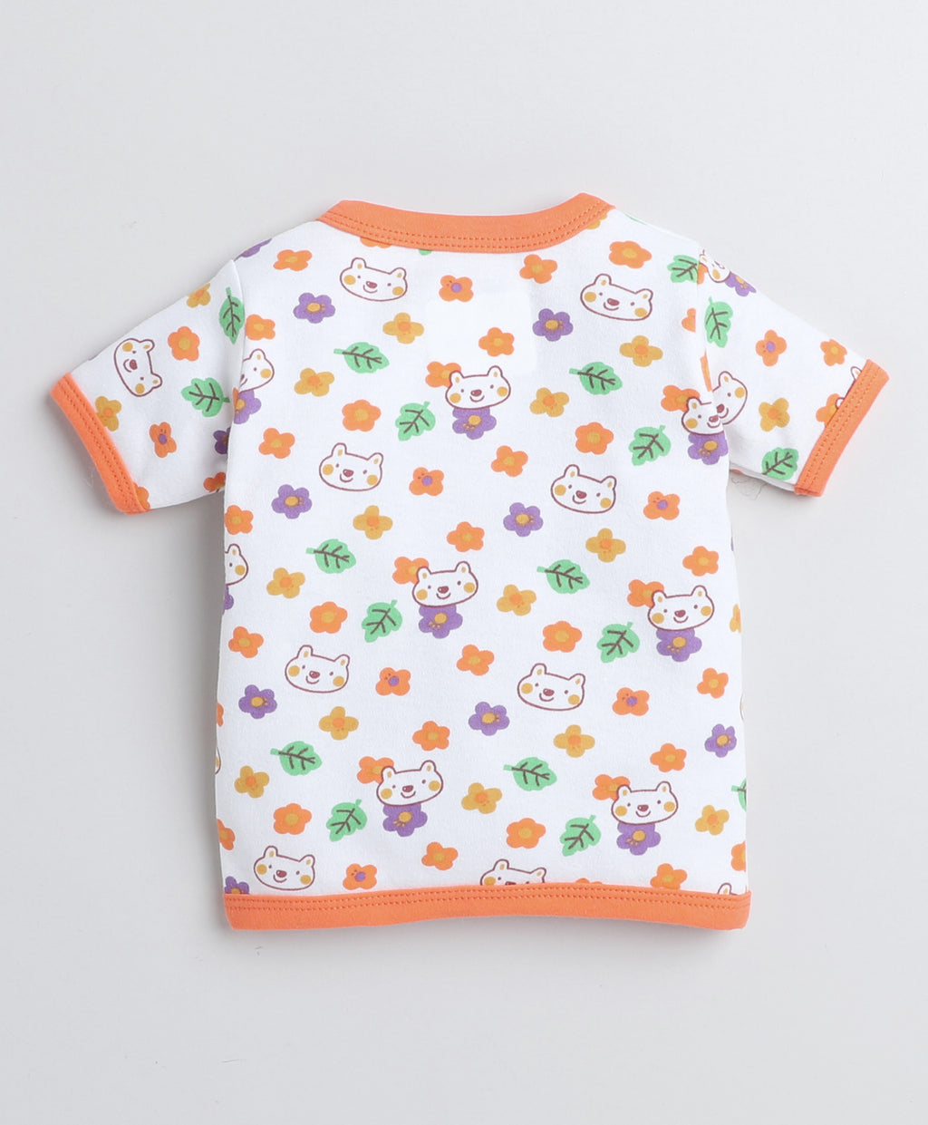 Bumzee Orange & White Animal Print Jabla, Pack of 3, Half Sleeves, 100% Cotton (Style Peb8216)