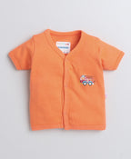 Bumzee Orange & White Animal Print Jabla, Pack of 3, Half Sleeves, 100% Cotton (Style Peb8216)