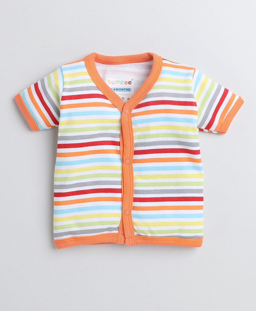 Bumzee Orange & White Animal Print Jabla, Pack of 3, Half Sleeves, 100% Cotton (Style Peb8216)