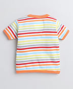 Bumzee Orange & White Animal Print Jabla, Pack of 3, Half Sleeves, 100% Cotton (Style Peb8216)