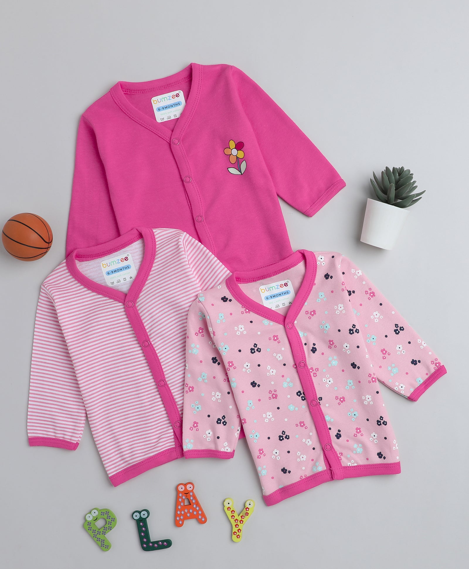 Pink Girls Full Sleeves Jablas Pack Of 3