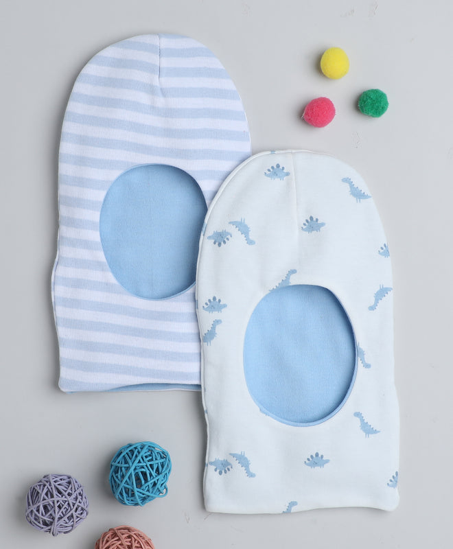 Boys 100% Cotton Animal Monkey Cap - Sky Blue