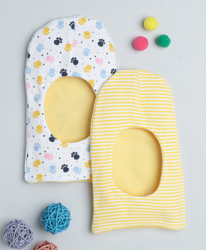 Boys 100% Cotton Stripes Monkey Cap - Yellow
