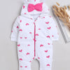Girls 93% Cotton 7% Polyester NA Sleepsuit - White & Pink