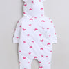 Girls 93% Cotton 7% Polyester NA Sleepsuit - White & Pink